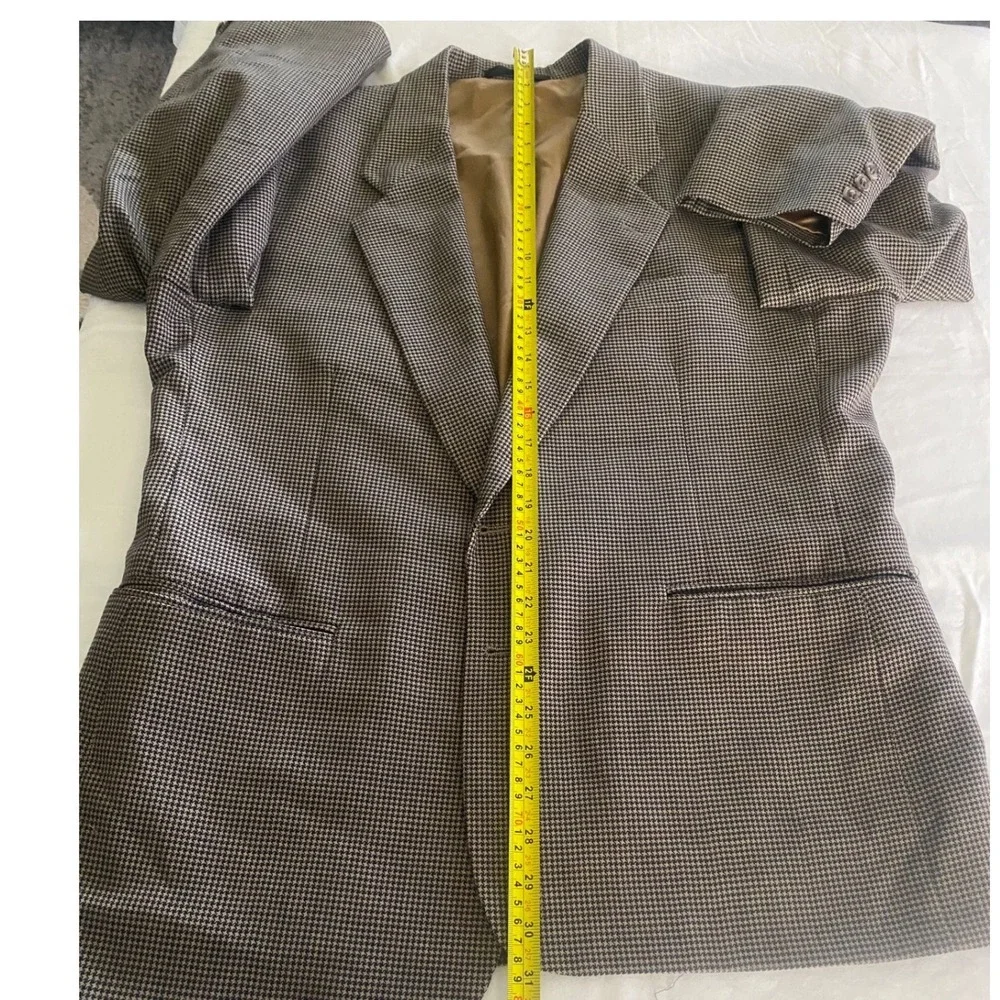 Eisenberg & Eisenberg Vintage Brown Houndstooth Blazer Sport Coat Mens XL 44R